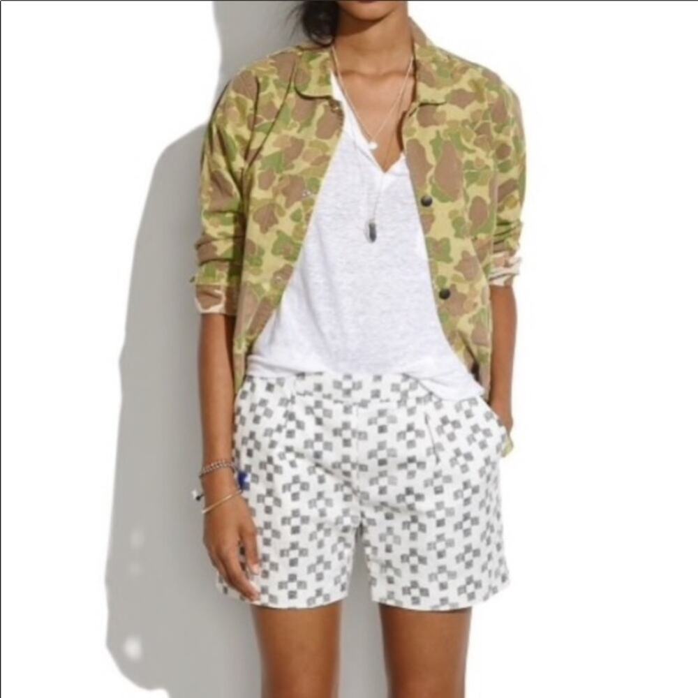 Madewell Deck Shorts In Crosshatch Ikat White